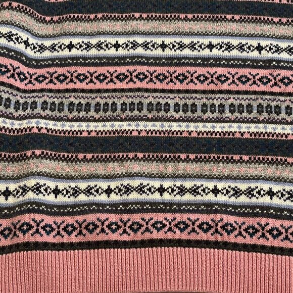 Talbots NWOT Lambswool Blend Fair Isle Pink & Gray Sweater Size 1X - Picture 7 of 8